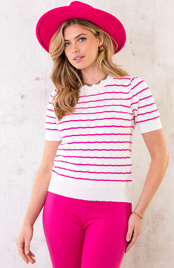Wavy Strepen Top Fuchsia – shoparchief, foto 1