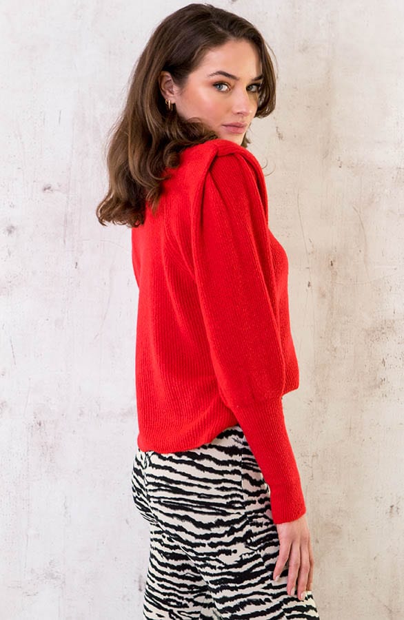 Trui Met Schoudervulling Rood – shoparchief, foto 4