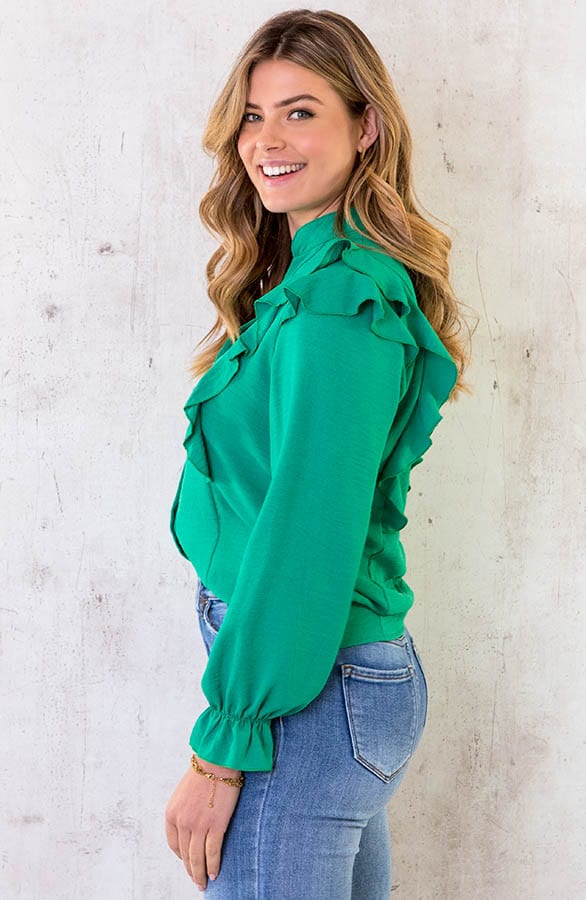 Blouse Met Ruches Bright Green – shoparchief, foto 2