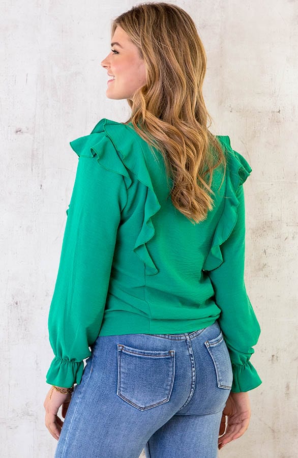 Blouse Met Ruches Bright Green – shoparchief, foto 3