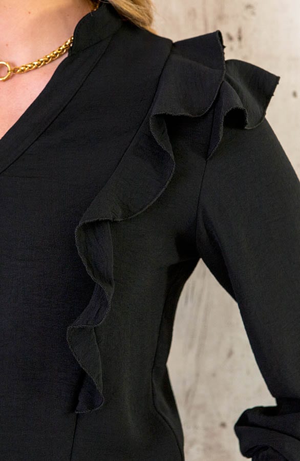 Blouse Met Ruches Zwart – shoparchief, foto 5