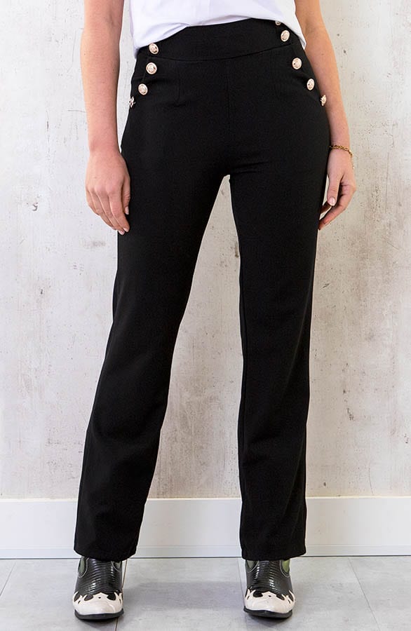 Button Flared Broek Zwart – shoparchief, foto 1