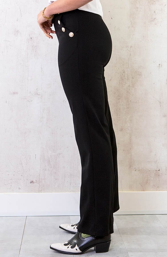 Button Flared Broek Zwart – shoparchief, foto 2
