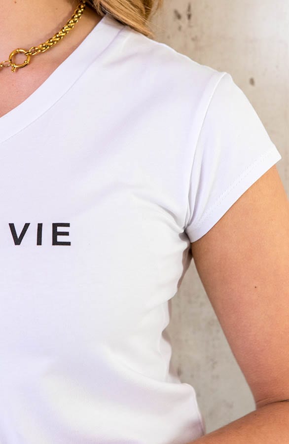 C'est La Vie T-shirt Wit Zwart – shoparchief, foto 5