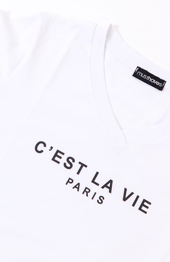 C'est La Vie T-shirt Wit Zwart – shoparchief, foto 18