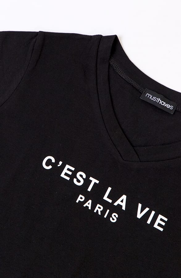 C'est La Vie T-shirt Zwart Wit – shoparchief, foto 8
