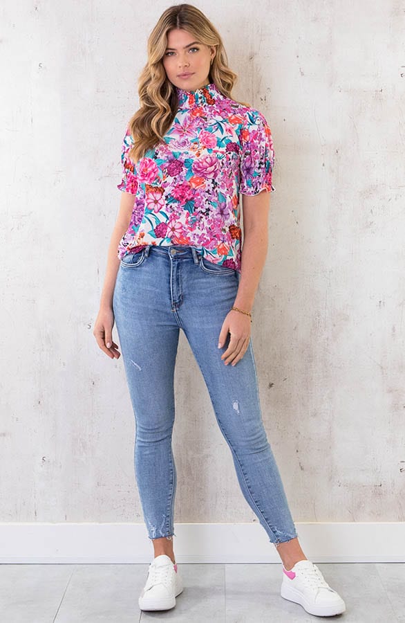 Col Top Bloemen Print Multicolor – shoparchief, foto 6