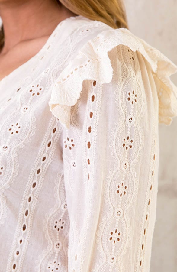 Embroidery Katoenen Blouse Beige – shoparchief, foto 5