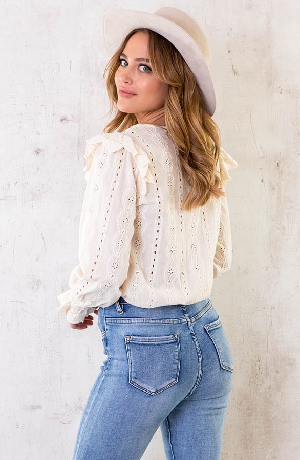 Embroidery Katoenen Blouse Beige – shoparchief, foto 4