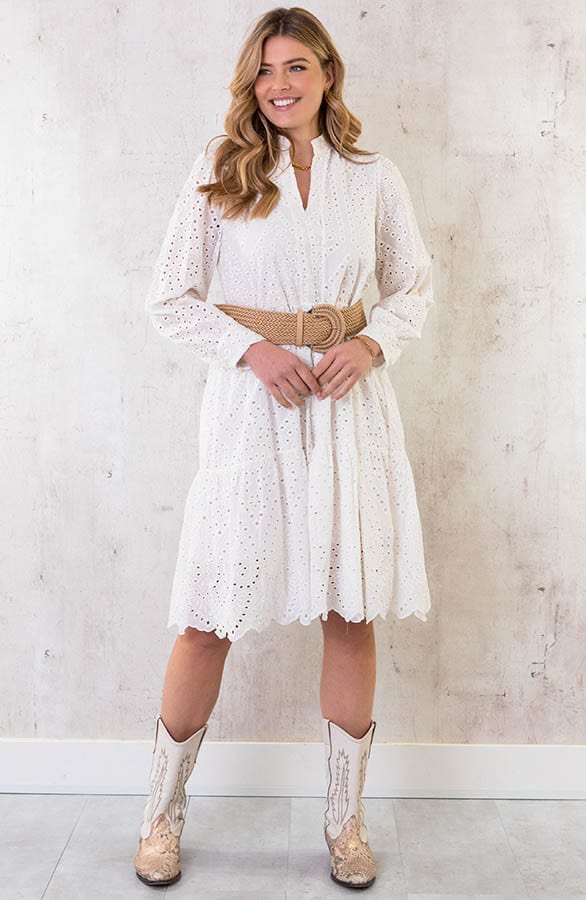 Embroidery Midi Jurk Wit – shoparchief, foto 1