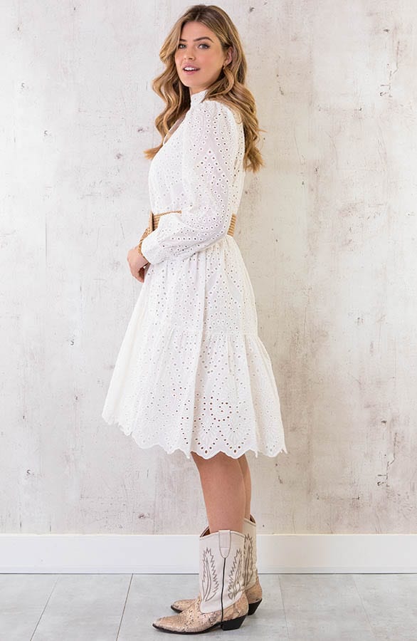 Embroidery Midi Jurk Wit – shoparchief, foto 3