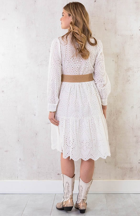 Embroidery Midi Jurk Wit – shoparchief, foto 4