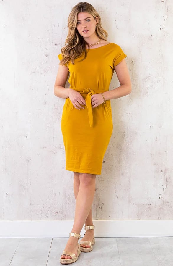 Femme Fatale Jurk Okergeel – shoparchief, foto 6