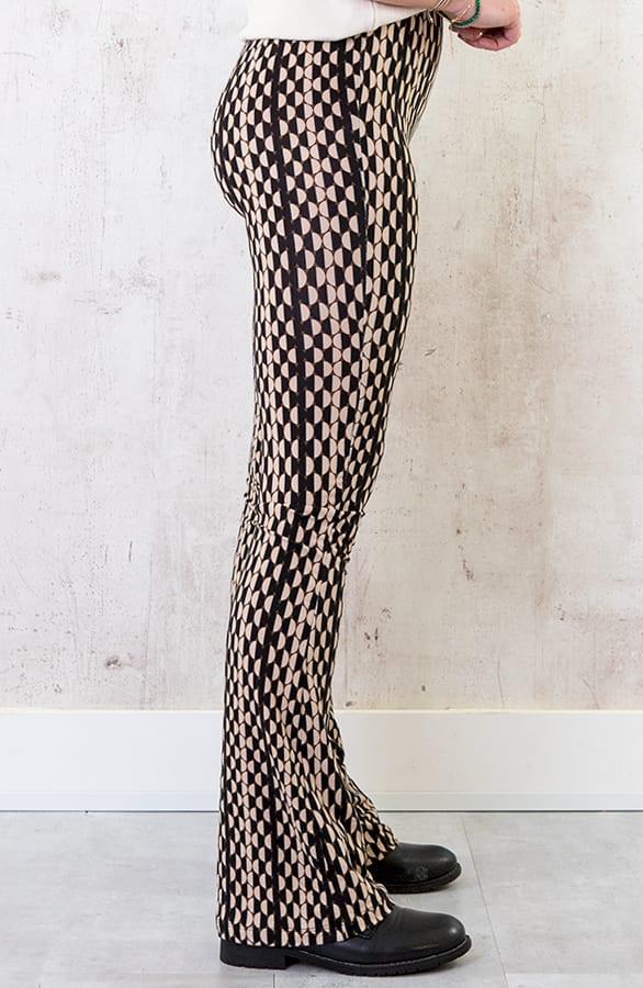 Flared Broek Retro Rondjes Beige – shoparchief, foto 3