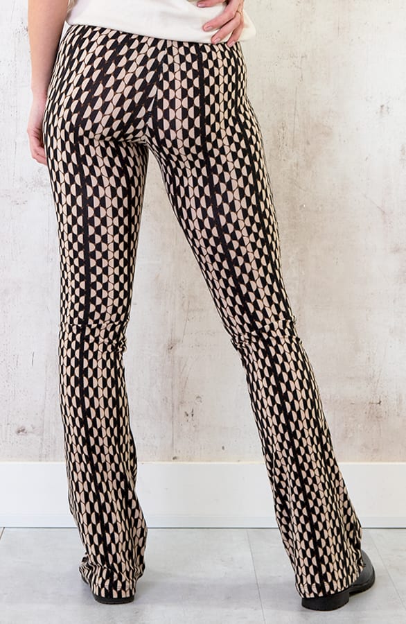 Flared Broek Retro Rondjes Beige – shoparchief, foto 4