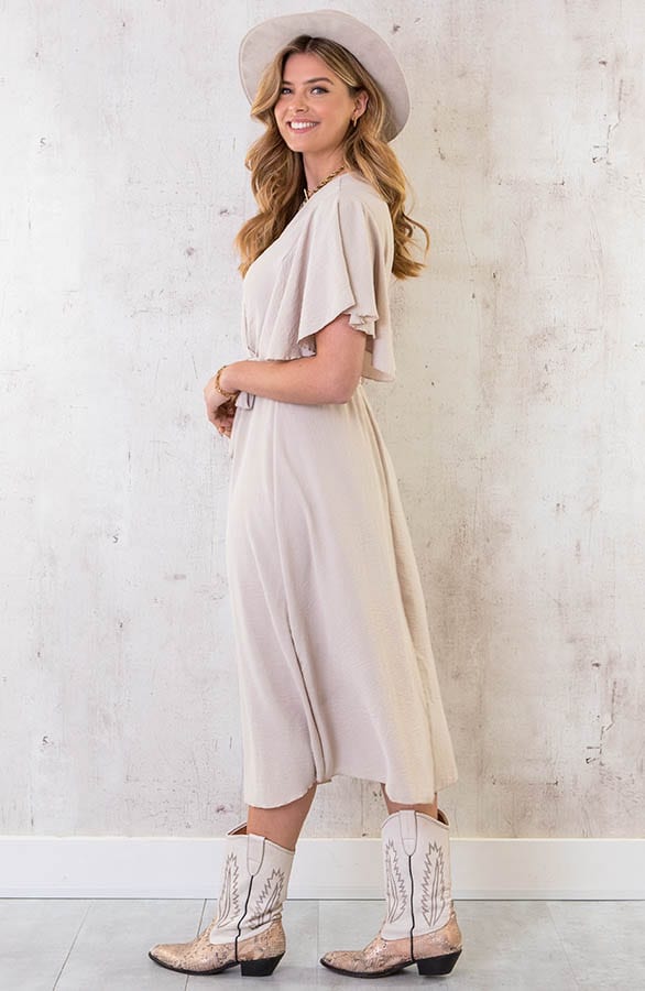 Florence Midi Jurk Beige – shoparchief, foto 11