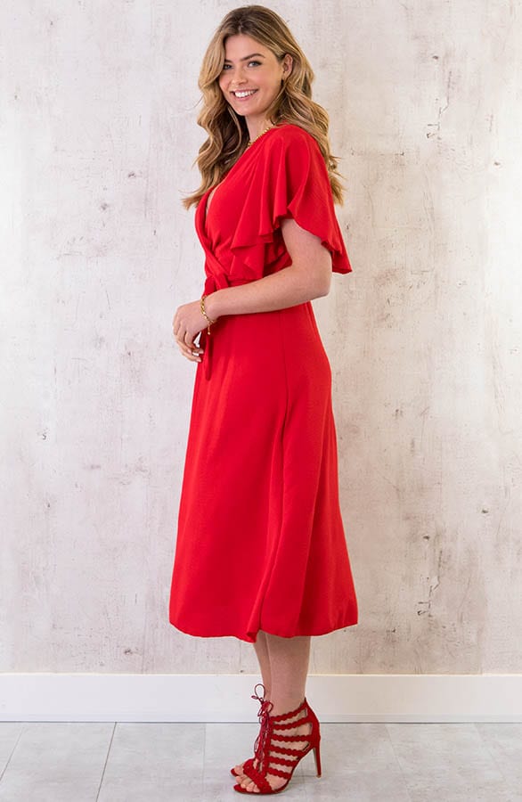 Florence Midi Jurk Rood – shoparchief, foto 3