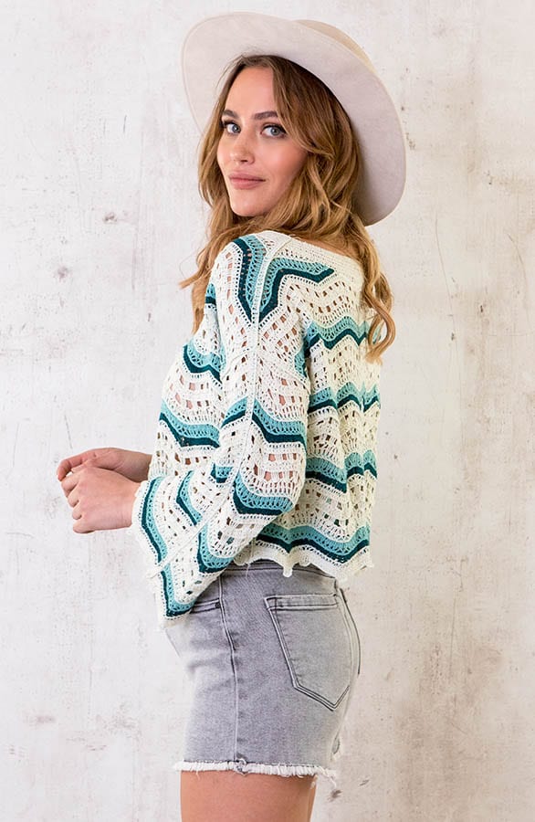 Gehaakte Crop Top Blauw – shoparchief, foto 1