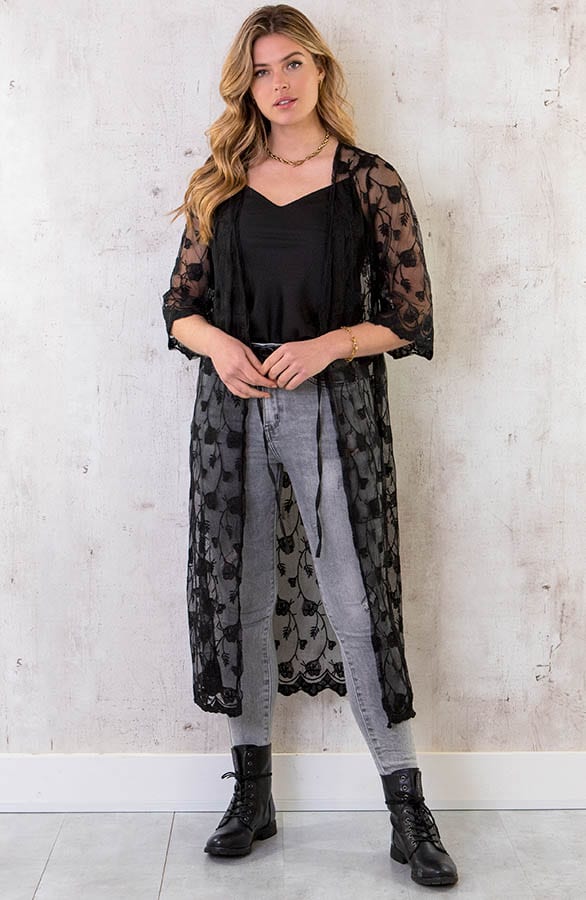 Kimono Bladeren Zwart – shoparchief, foto 5