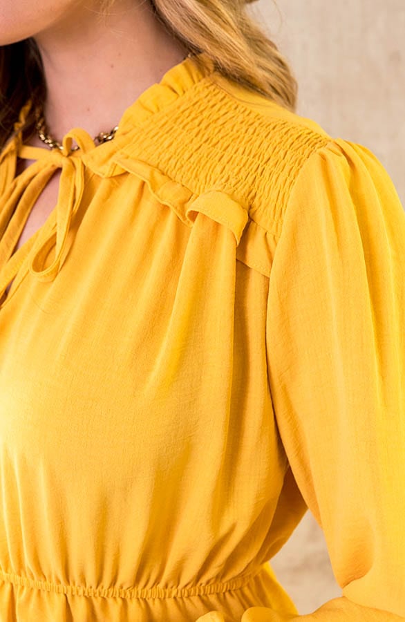 Smocked Schulter Kleid Ocker, Shoparchiv, Foto 5