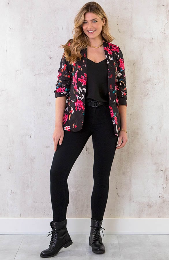 Limited Blazer Bloemenprint Zwart – shoparchief, foto 6