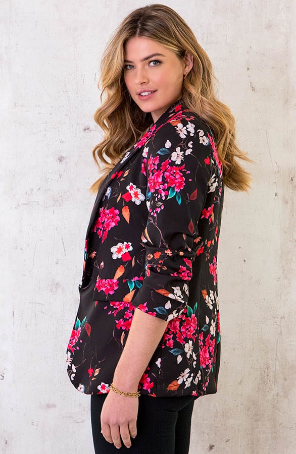 Limited Blazer Bloemenprint Zwart – shoparchief, foto 3
