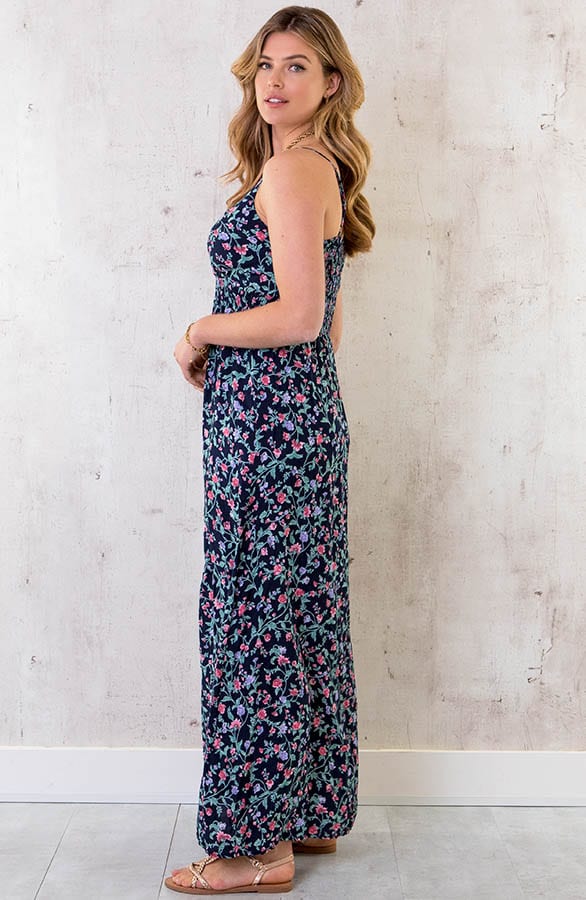 Spaghetti Maxi Jurk Flower blauw – shoparchief, foto 3