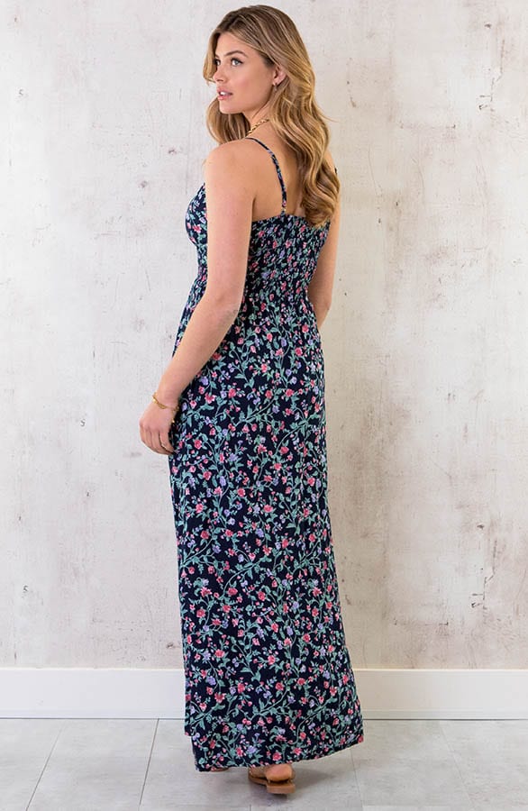 Spaghetti Maxi Jurk Flower blauw – shoparchief, foto 4