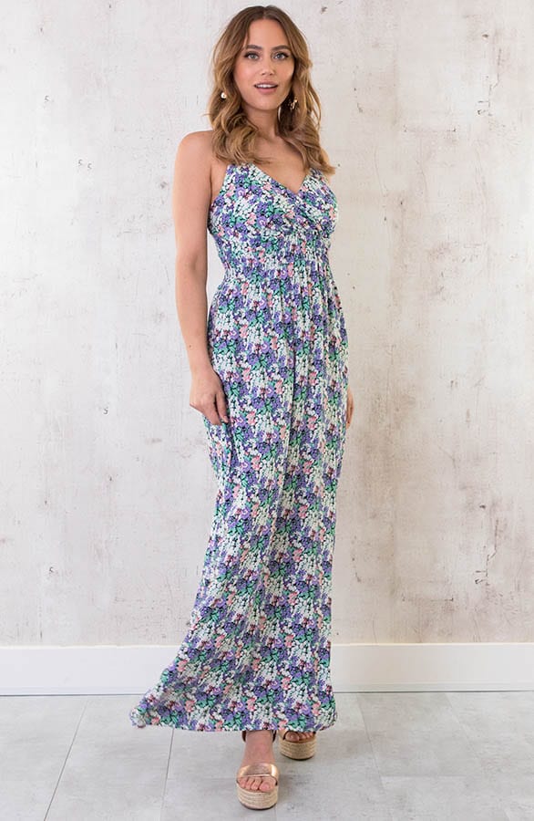 Spaghetti Maxi Jurk Bloemenprint Lila – shoparchief, foto 3