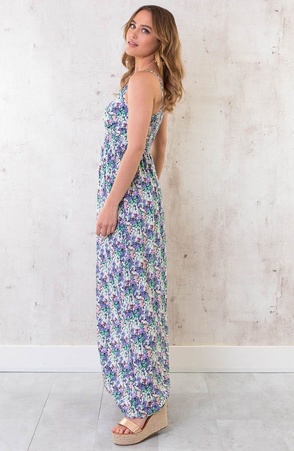 Spaghetti Maxi Jurk Bloemenprint Lila – shoparchief, foto 4