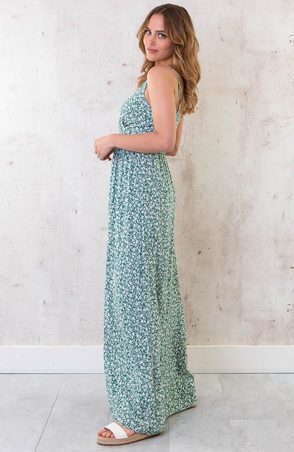 Spaghetti Maxi Jurk bloemen mint – shoparchief, foto 4