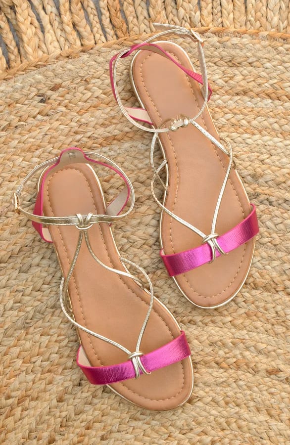 Metallic Sandalen Fuchsia – shoparchief, foto 1