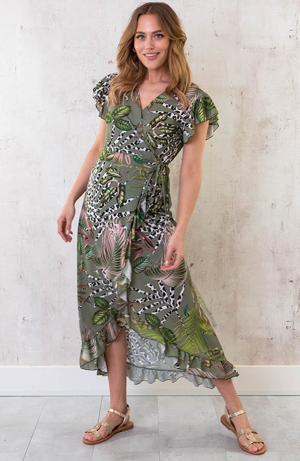 Midi Jurk Jungle Legergroen – shoparchief, foto 2