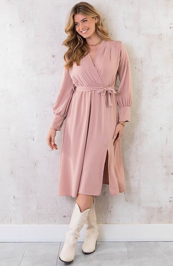 Midi Jurk Met Split Roze – shoparchief, foto 1