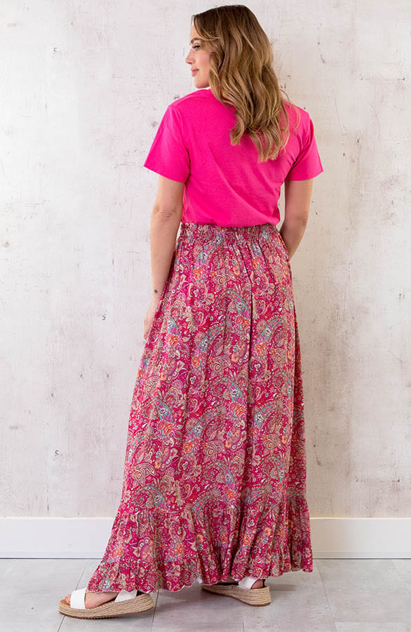 Paisley Maxi Rok Fuchsia – shoparchief, foto 4