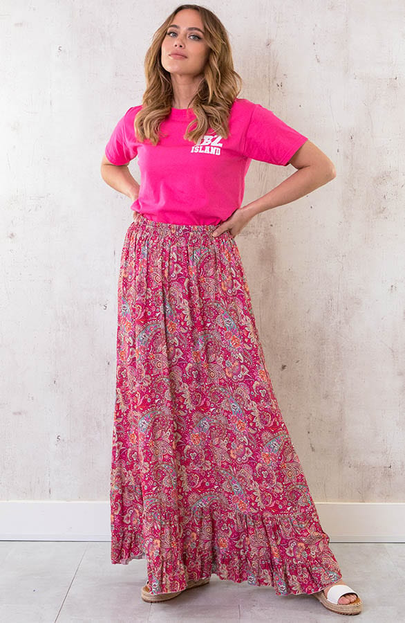 Paisley Maxi Rok Fuchsia – shoparchief, foto 3