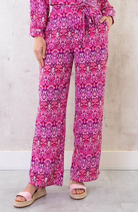 Pantalon Retro Print Roze – shoparchief, foto 1