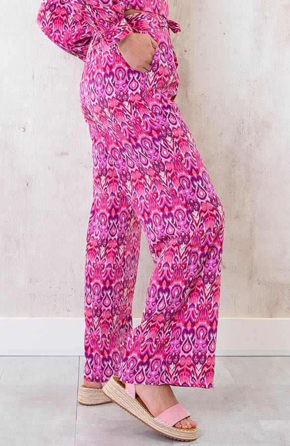Pantalon Retro Print Roze – shoparchief, foto 2