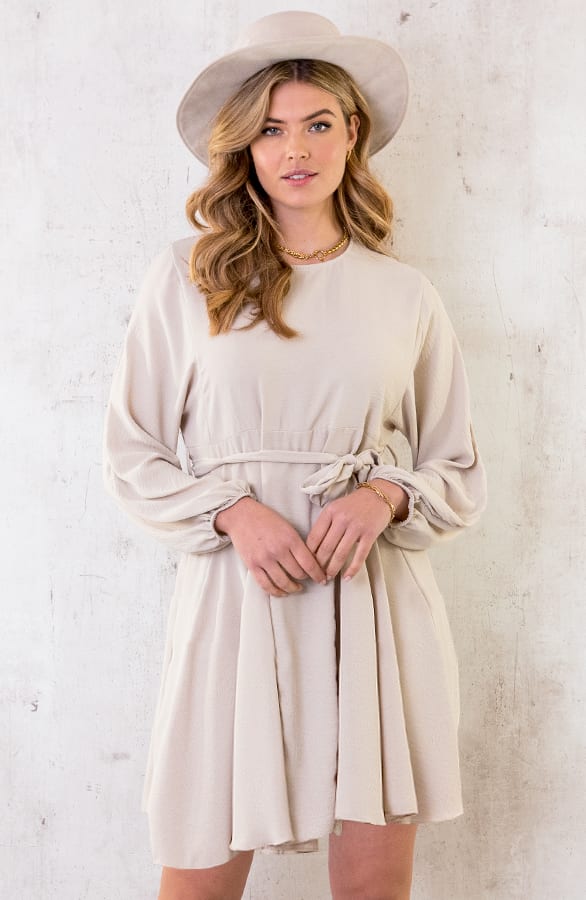 Plooien Jurk Beige – shoparchief, foto 2