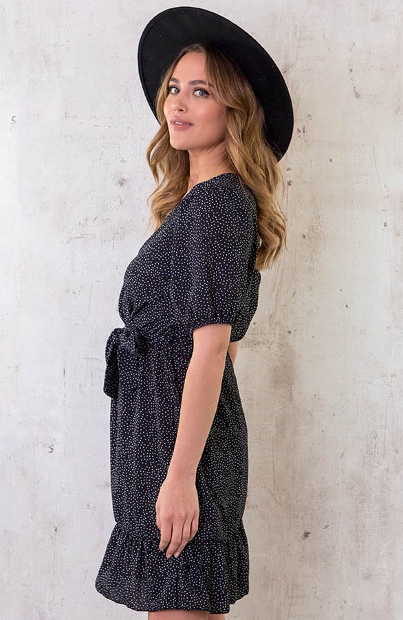Pofmouwen Polkadot  Jurk Zwart – shoparchief, foto 3