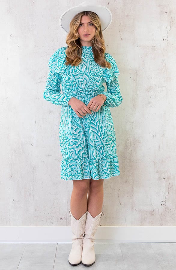 Retro Print Jurk Mint – shoparchief, foto 4