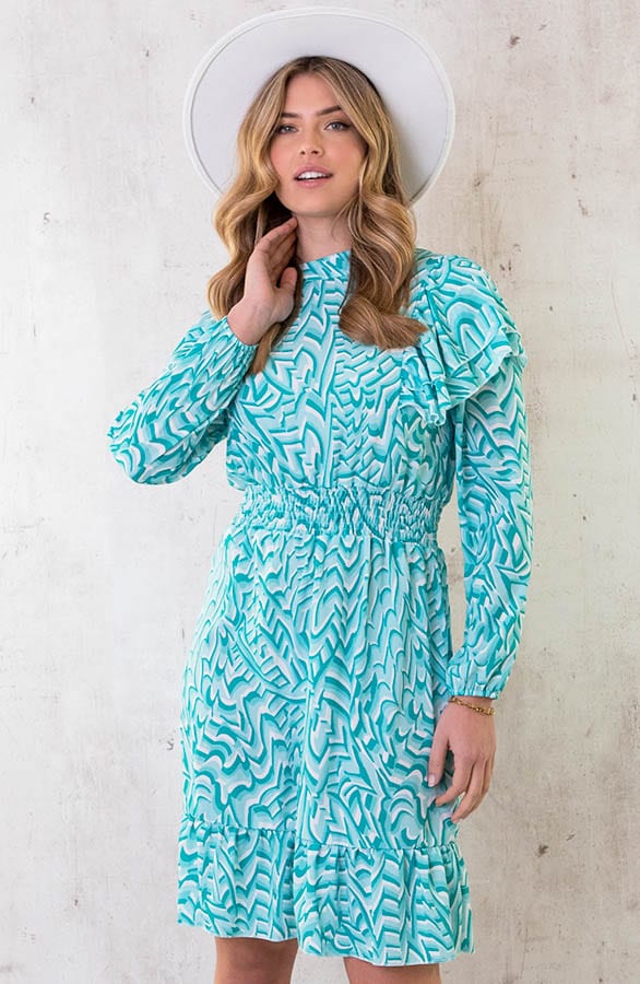 Retro Print Jurk Mint – shoparchief, foto 6