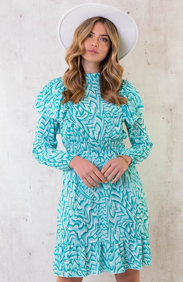 Retro Print Jurk Mint – shoparchief, foto 1