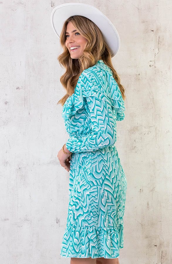 Retro Print Jurk Mint – shoparchief, foto 2