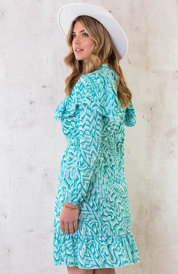 Retro Print Jurk Mint – shoparchief, foto 3