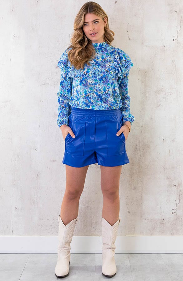 Leather Shorts Kobalt – shoparchief, foto 7
