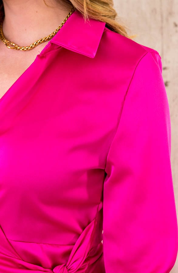 Satijnen Strik Jurk Fuchsia – shoparchief, foto 5