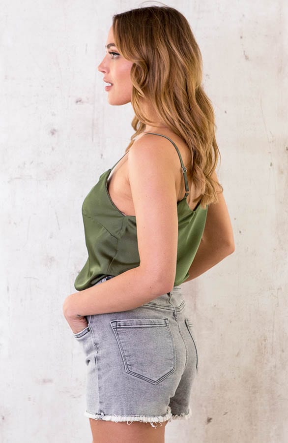 Silk Touch Spaghetti Top Army 2.0 – shoparchief, foto 2