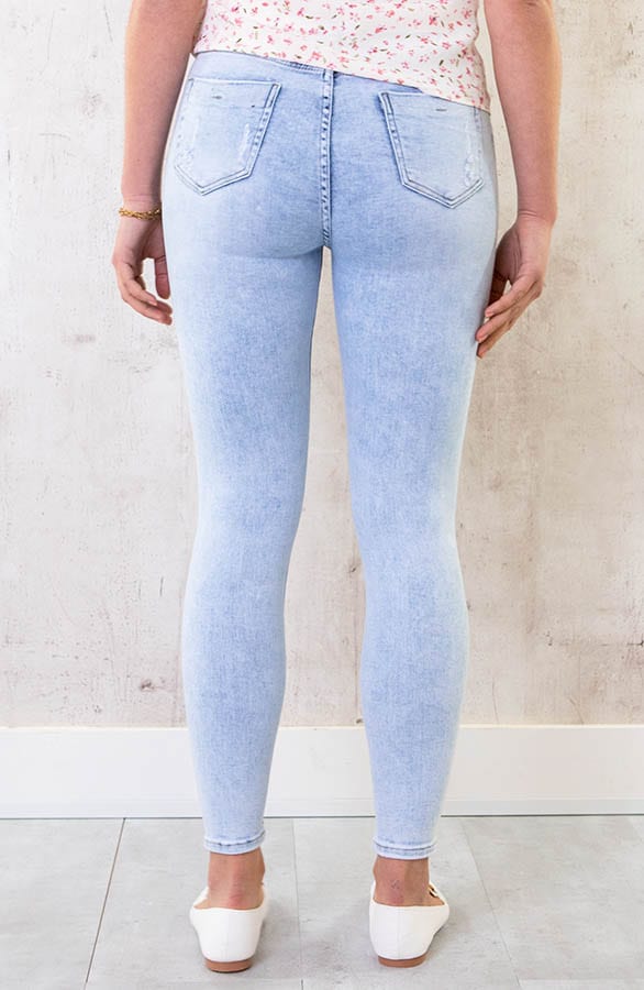 Skinny High Waist Jeans Damaged Light Blue – shoparchief, foto 3