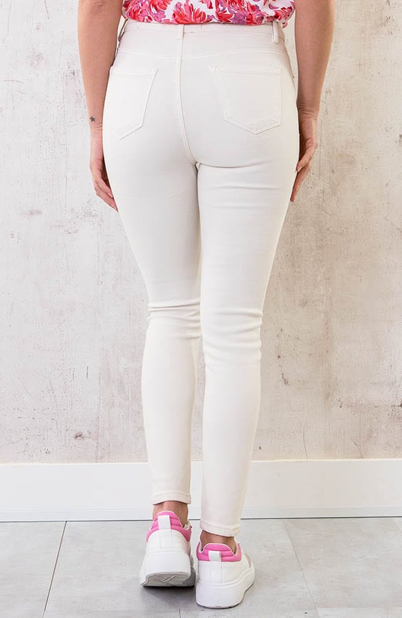 Skinny High Waist Jeans Regular Ecru – shoparchief, foto 3